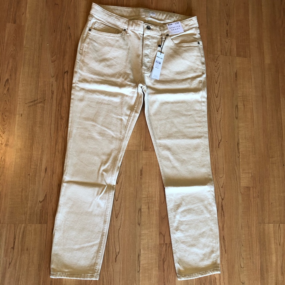 Topman CONSIDERED Ecru Wash Stretch Skinny Jeans